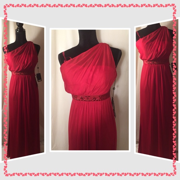 Adrianna Papell Dresses & Skirts - Adrianna Papell Cherry Red One shoulder Tulle Gown